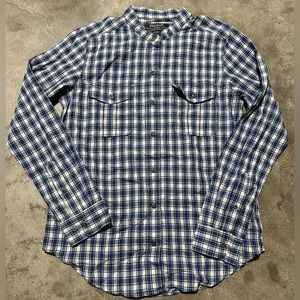 NWT Filson Kadin Island Long Sleeve Button Up Shirt Plaid Blue Womens